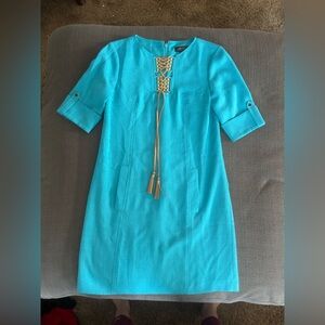 Turquoise Dress with Tassel Detail